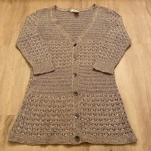 ✨2026 SALE ITEM✨ Taupe DKNY Jeans Womens Knit Cardigan 3/4 Length Sleeves Small
